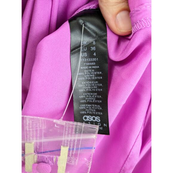 NWOT ASOS Purple Pleated Midi Blouson Dress Size 4 - Picture 6 of 12